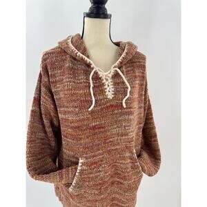 RE/DONE 90's Baja Space Dyed Knitted Hoodie Pullover Orange Sweater Large